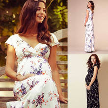 Платья для беременных женское Цветочное платье с коротким рукавом Летнее Длинное Платье с принтом для беременных женщин топы для беременных 2024 - купить недорого