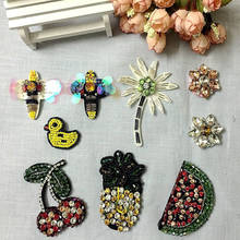 Handmade Rhinestone Beaded Patches Pineapple Fruit Sew on Crystal Pearl Patch for Clothing Beading Applique Cute Patch 2024 - buy cheap