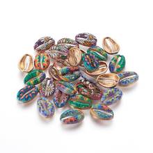 200pcs Printed Alloy Links Connectors Cowrie Shell Shape Light Gold Colorful 16x11x3.5mm DIY Jewelry Making Handicrafts Supplies 2024 - buy cheap
