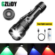 4-color LED Flashlight USB Rechargeable 18650 Torch Waterproof Powerful Outdoor Camping Lantern Telescopic Zoom Fishing Light 2024 - buy cheap