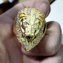 New Men Stainless steel Ring  Punk Style Vintage Golden Color Male Hip hop Lion Head Rings Jewelry for Women Man 2024 - buy cheap