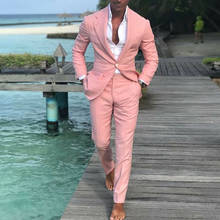 Traje de playa para hombre, traje de 2 piezas con diseño de pantalones y abrigo, color rosa, para boda, traje de novio, novedad de 2020 2024 - compra barato