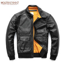 MAPLESTEED Men Leather Jacket Military Pilot Jackets Air Force Flight A2 Jacket Black Brown 100% Calf Skin Coat Autumn 4XL M154 2024 - buy cheap