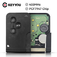 Keyyou-chave remota de carro id46 pcf7945 para renault, clio, logan, megane 2, 3 botões, 433mhz, emergência 2024 - compre barato