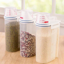 Кухонный пластиковый контейнер для хранения хлопьев, прозрачный Кухонный Контейнер для хранения риса, контейнер для хранения муки и зерна, Кухонный Контейнер для зерна и риса 2 л 2024 - купить недорого