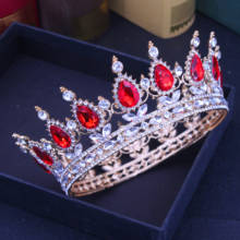 Tiara para casamento dourada queen king, acessório de joia para cabeça, diadema de cristal vintage para mulheres e homens 2024 - compre barato