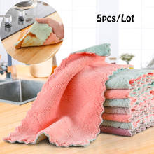 Original 5pcs Kitchen Dish Cloth Cheaper Double-layer Absorbent Microfiber Non-stick Oil Cleaning Wiping Towel Kichen Tools 2024 - buy cheap