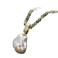 GG Jewelry 19'' 6mm Natural Green Kyanite Necklace Natural Pearl Cultured White Keshi Pearl Pendant 2024 - buy cheap