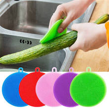1PC Kitchen Cleaning Brush Silicone Dishwashing Brush Fruit Vegetable Cleaning Brushes Pot Pan Sponge Scouring Pads 2024 - buy cheap