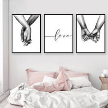 Nordic Poster Black And White Holding Hands Picture Canvas Prints Lover Quote Painting Wall Art For Living Room Minimalist Decor 2024 - buy cheap