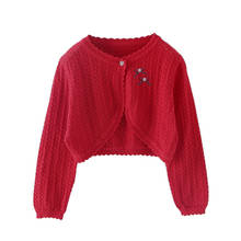 Ropa de abrigo de algodón para niñas, cárdigan rojo de primavera, chaqueta, suéter, para niños pequeños de 1, 2, 3 y 4 años, RKC195103E 2024 - compra barato