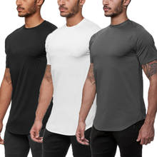 Camiseta de malha para corrida, 3 pçs, roupa para academia, masculina, verão, camiseta justa, secagem rápida, musculação, esportes 2024 - compre barato