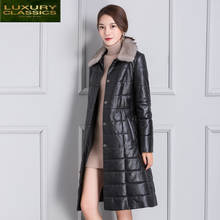 Real Mink Fur 100% Collar Genuine Leather Duck Down Jacket Women Korean Long Sheepskin Coat Female Down Jackets Hiver 22 2024 - buy cheap