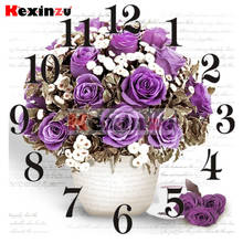 Kexinzu-Kit de pintura de diamantes 5D con mecanismo de reloj, punto de cruz, bordado de diamantes redondos y cuadrados, mosaico, regalo de flores 2024 - compra barato