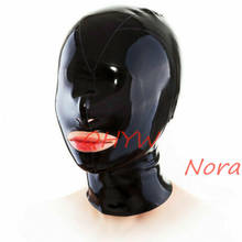 Natural Latex Mask Hood for Women Cosplay Costumes Fetish Cosplay Mask with Nose Mouth Holes Back Zipper Club Wear 2024 - buy cheap