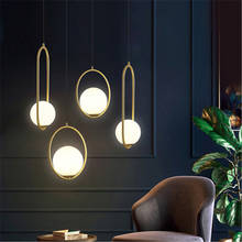 Современные подвесные светильники в скандинавском стиле, круглая лампа со стеклянными шариками для столовой, спальни, лофта, декоративное освещение, подвесные кухонные принадлежности 2024 - купить недорого