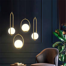 Lámpara colgante de bola de cristal de anillo de Luces colgantes modernas nórdico para comedor, dormitorio, decoración de Loft, luminaria de suspensión, accesorios de cocina 2024 - compra barato