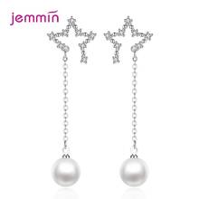 Personality Geometric Creative 925 Sterling Silver Star Dangle Earring Crystal Cubic Zirconia Fashion Jewelry Long Drop Earrings 2024 - buy cheap