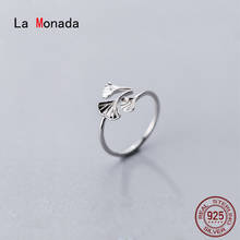 La Monada-anillo abierto de hoja de Ginkgo para mujer, sortija minimalista de Plata de Ley 925, joyería fina de plata 925, 51-54mm 2024 - compra barato