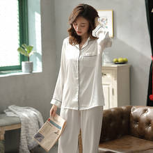 Solid White Pijama Women Lounge Sleepwear for Ladies Pyjamas Femme Home Clothes 2PCS Pejama Long Sleeve Leisure Wear Pajamas Set 2024 - buy cheap