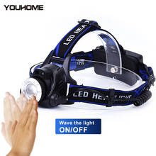 YOUHOME IR Sensor Headlight USB Rechargeable Zoomable Headlamp Waterproof Super bright camping handwave light Free shipping 2024 - buy cheap