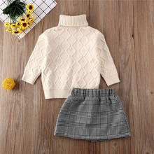 Toddler Baby Girls 2PCS Autumn Winter Warm Clothes Knitted Sweater Long Sleeve Tops+Button Plaid Skirt Outfits Set 2024 - buy cheap