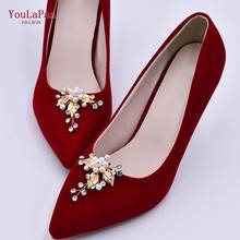 YouLaPan X03 2pcs Golden Leaves Wedding  Shoe Buckle Wedding Shoe Clips for Women Bride High Heel Decoration Diamond Shoe Clips 2024 - buy cheap