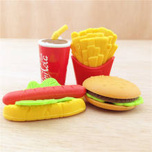 4 Pcs Erasers Creative Fast Food Hamburger Hot Dog Fries Eraser Student Study Stationery School Office Supplies Gift Wholesale 2024 - buy cheap