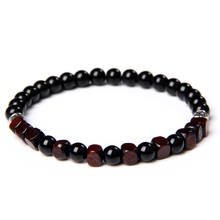 6mm Fashion Lava Stone Black Onyx Square Wood Block Bracelets Matte Smooth Beads Trendy Male Bracelet Yoga Jewelry Homme Gift 2024 - buy cheap