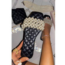 Sandalias planas hechas a mano para mujer, zapatillas de punta abierta a la moda, zapatos de perlas para exteriores, talla grande 43, 2021 2024 - compra barato