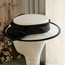 PEORCHID Vintage Wedding Fascinators Hats For Women Black White Women Brides Headpiece Sinamay Face Bridal Veil Hair Accessoires 2024 - buy cheap