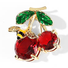 WYBU Bling Ruby Cherry Brooch Pin For Women Cloth Jewelry Spain Strawberry Broches Weddings Party Office Casual Brooch Pin Gift 2024 - buy cheap