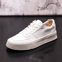 British Designer Mens White Casual Comfort Shoes Round Toe Lace Up Fashion Flat Platform Trending Leisue Zapatos 38-43 ERRFC 2024 - buy cheap