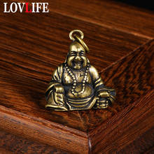 Vintage Brass Smiling Maitreya Buddha Figurines Keychain Pendant Jewelry Metal Copper Car Key Chain Ring Hanging DIY Accessories 2024 - buy cheap