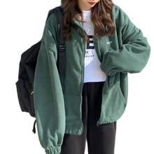 Women Fashion Hoodies Autumn Streetwear Zip-up Oversize Sweatshirt Jacket Trendy Solid Pocket Turn-down Collar Women Outwear 2024 - buy cheap