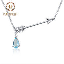 GEM'S BALLET 925 Sterling Silver 1.07Ct Natural Sky Blue Topaz Arrow Pendant Chain Necklace Women's Fine Jewelry 2024 - compre barato