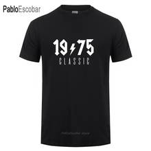 Mans nascido em 1975 t camisa masculina algodão o-pescoço manga curta clássico idade camiseta presente de aniversário camiseta topos 2024 - compre barato