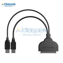 Cable adaptador USB 2,0 3,0 a Sata de 22 Pines, convertidor de disco duro SATA SSD HDD de 2,5 pulgadas, Cable Dual USB 2024 - compra barato