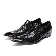 Zapatos de piel auténtica para hombre, calzado Masculino con punta de hierro, piel de Pitón, sin cordones, Oxford, para boda y negocios 2024 - compra barato