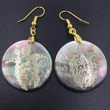 Free shipping  Fashion Jewelry Black Mother of pearl Shell Turtle Art Dangle Earring  MC8348 2024 - buy cheap