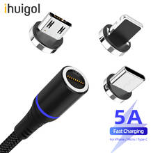 ihuigol 5A Magnetic Cable Type C Micro USB Fast Charging Phone Cable Charger For iPhone 11 XS Pro Xiaomi Samsung Data Cord Cable 2024 - buy cheap