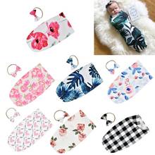 Newborn Infant Sleeping Bag Baby Fashion Printed Swaddle Blanket Muslin Wrap+Headband 2PCS New Born Photography Prop Set 2024 - buy cheap