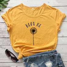 Blow me 100% algodão camiseta bonito feminino botânico dandelion tshirt estético tumblr hipster gráfico camiseta topo dropshipping 2024 - compre barato