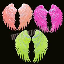 Fluorescent Sequined Wings Iron On Patches For Back Of Jackets T Shirt Sewing On Oriange Pink Yellow wings Patches 2024 - buy cheap