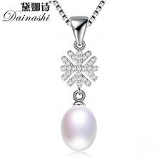 Dainashi Fine 925 Sterling Silver Snowflake Zircon Pendant Jewelry Top Quality Genuine Natural Freshwater Oval Pearl Necklace 2024 - buy cheap