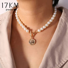 17KM 2020 Elegant Flower Pearl Choker Necklaces For Women Gold Coin Bow Knot Pendant Necklace Long Chain Jewelry Party Gifts 2024 - buy cheap