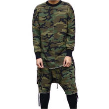 Harajuku Oversized Camouflage T shirt Men Brand Long Sleeve Fashion Men Korean Hip Hop Streetwear Shorts Two Piece Sets Clothing 2024 - buy cheap