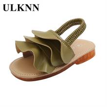 ULKNN Girls Sandals 2021 New Open-toed Leather Casual Travel Shoes Kids Summer Beach pleated Princess Cute Sandals Flat Non-slip 2024 - buy cheap