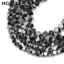 Hgklbb 4/6mm cubo diagonal de pedra natural quadrado preto espaçador hematite grânulos soltos para fazer jóias diy pulseira acessórios 2024 - compre barato