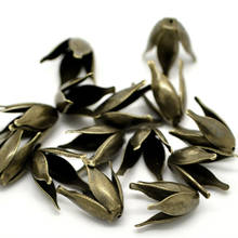 Tampas de miçangas final de bronze tom de flor liga para fazer jóias descobertas diy 13x8mm 100 peças 2024 - compre barato